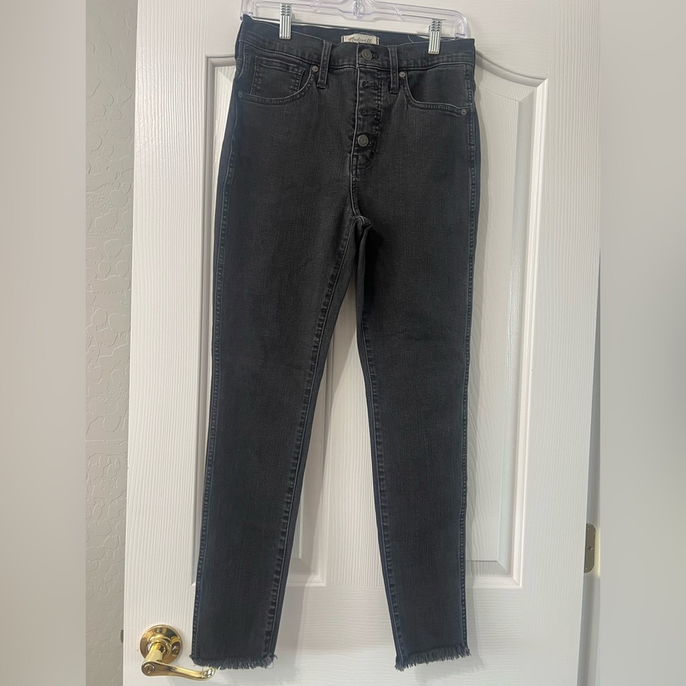 Madewell Black Skinny Jeans with Raw Hem